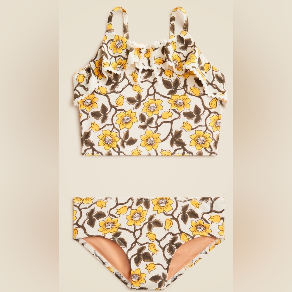 NWT! J. CREW Girls' rickrack two-piece swimsuit